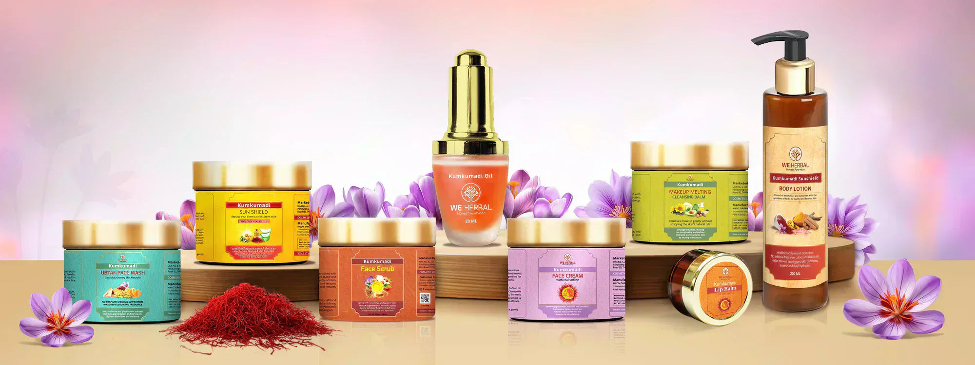 WeHerbal Kumkumadi Skincare Collection – Ayurvedic Face Oil, Cream & Sunscreen