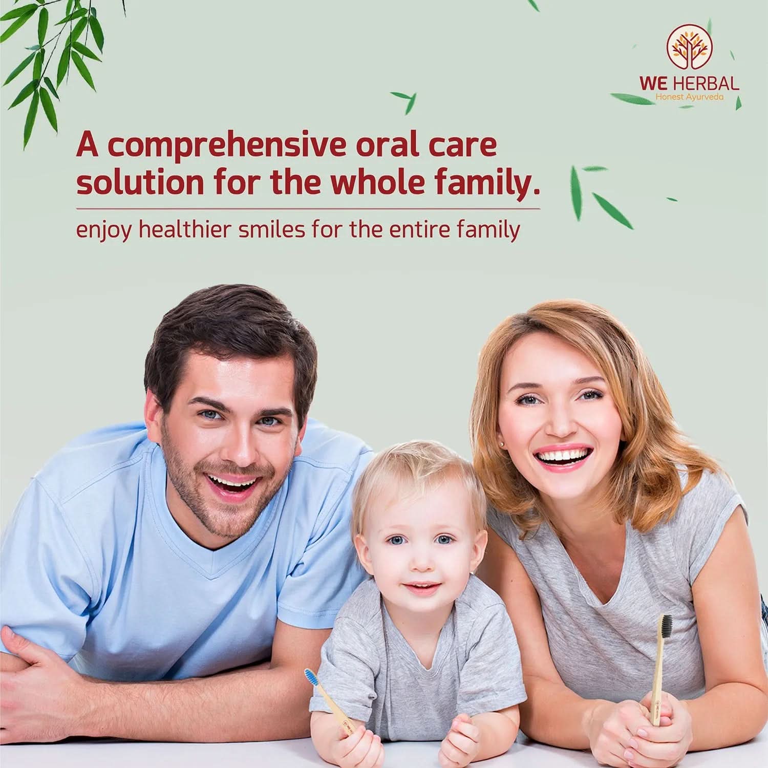 Bamboo Brush Family Combo Pack - We Herbal | Honest Ayurveda