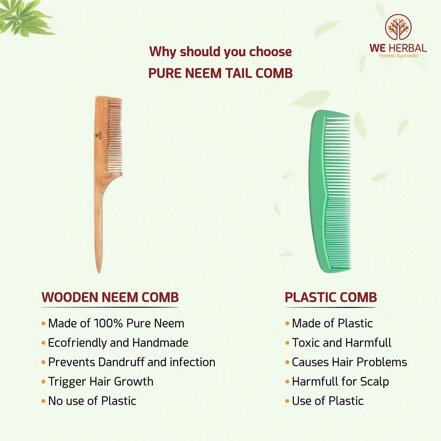 Hair Oil & Pure Neem Comb Pack Combo - We Herbal | Honest Ayurveda