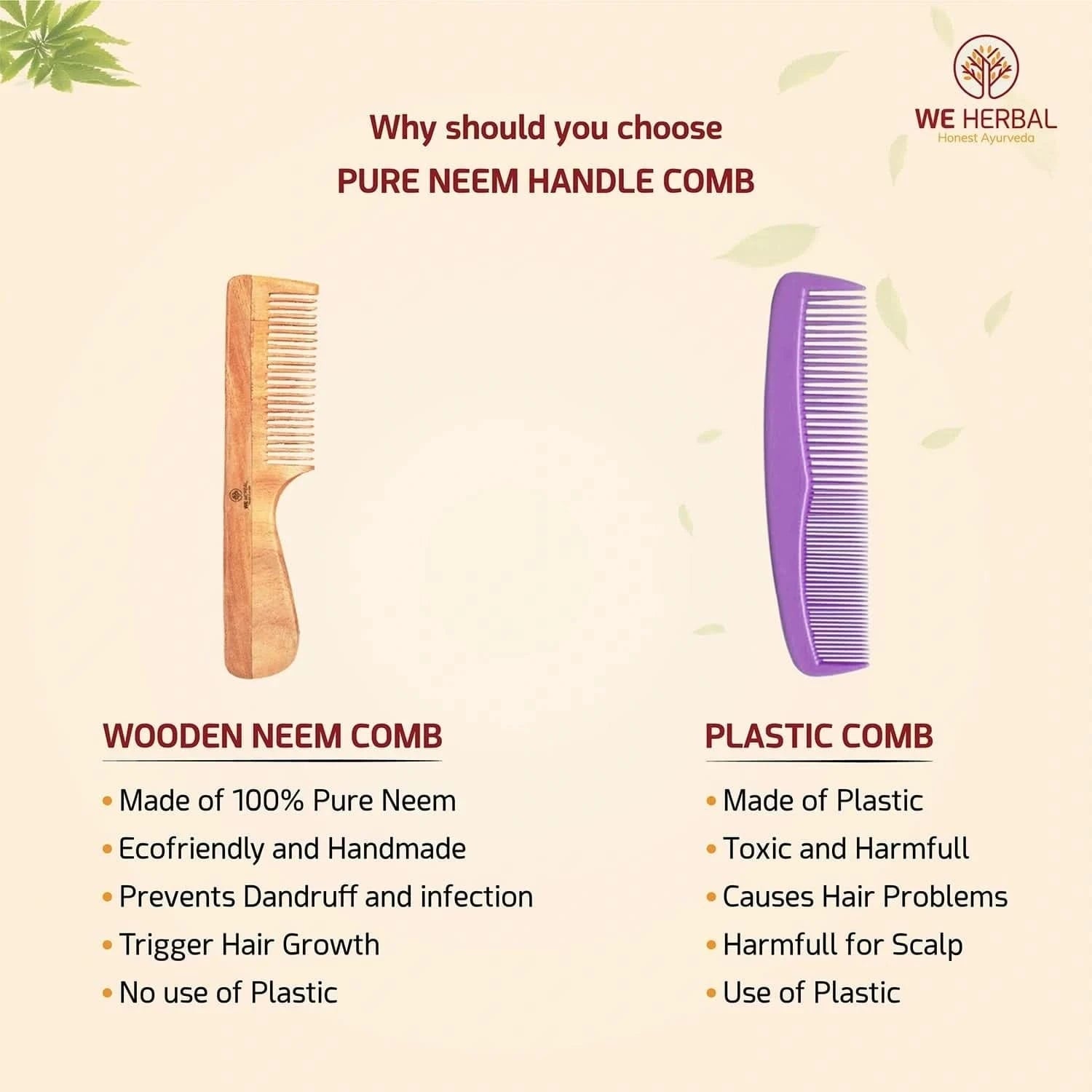 Hair Oil & Pure Neem Comb Pack Combo - We Herbal | Honest Ayurveda