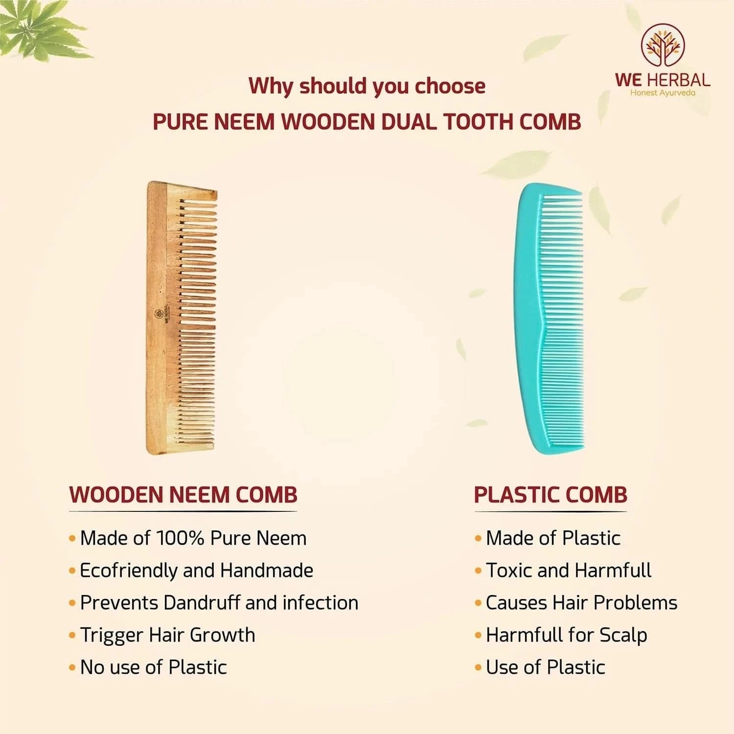 Hair Oil & Pure Neem Comb Pack Combo - We Herbal | Honest Ayurveda