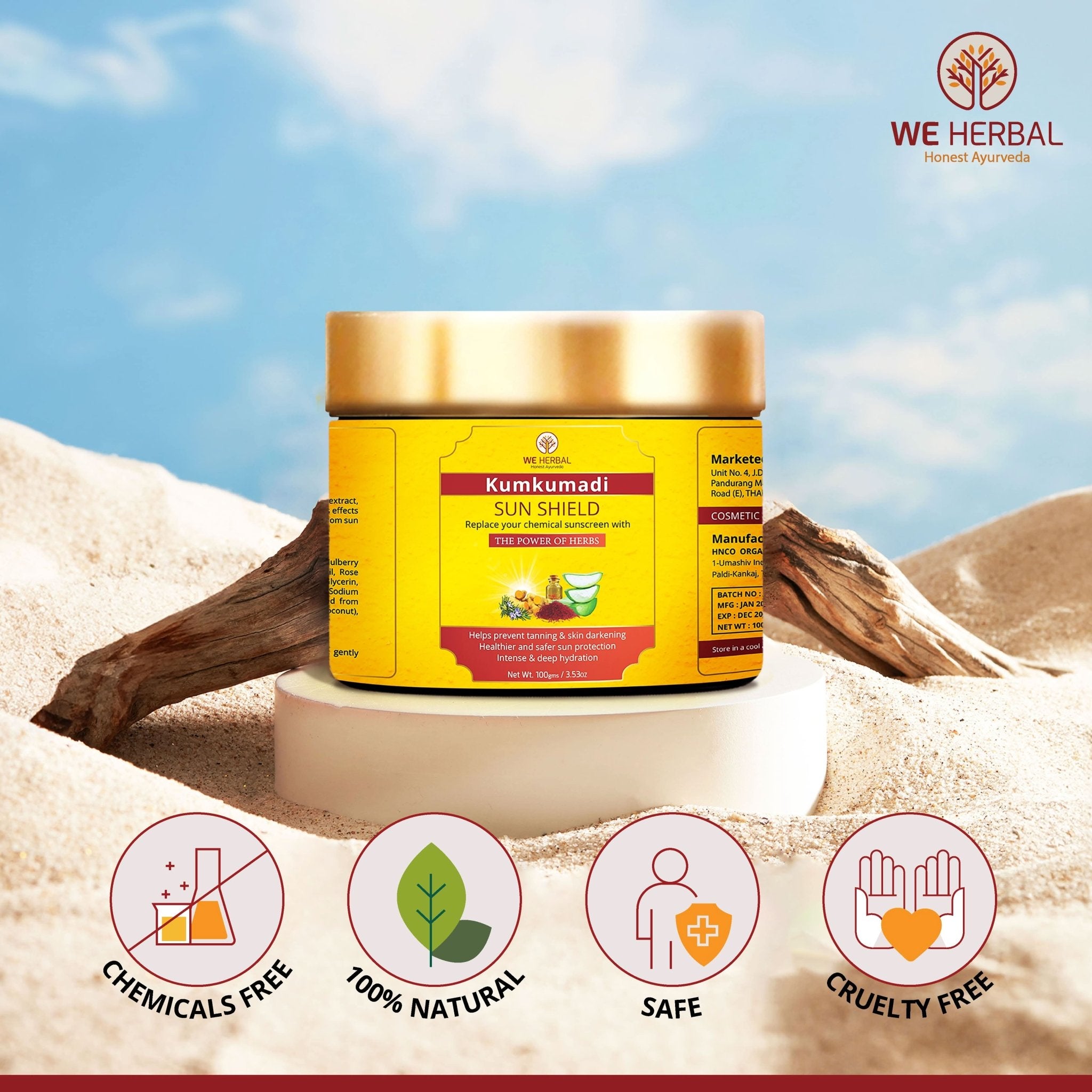 Kumkumadi Sunscreen – Ultimate Ayurvedic Sun Protection for Healthy and Youthful Skin - We Herbal | Honest Ayurveda