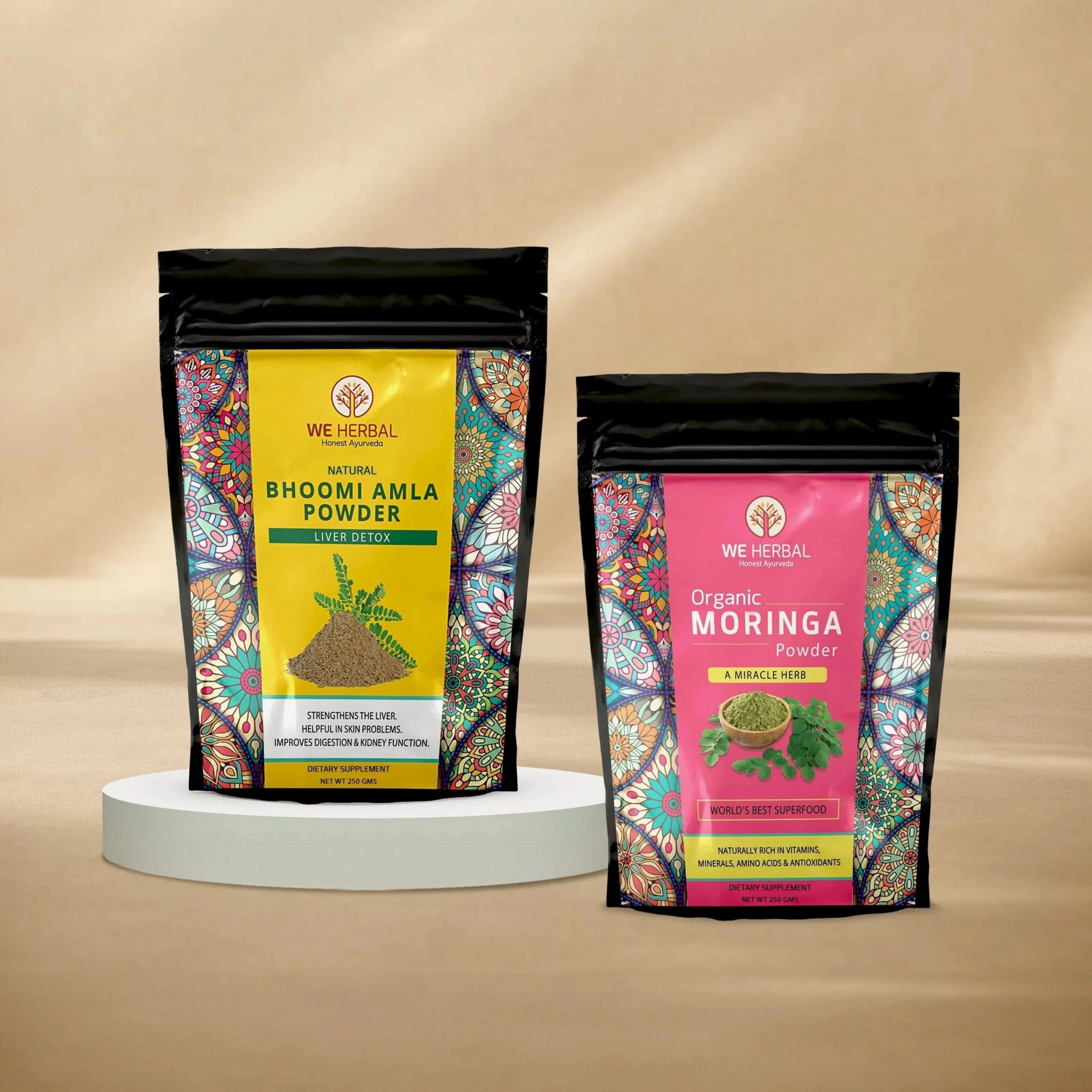 Natural Bhumi Amla Powder (250gm) & Organic Moringa Powder (250gm) Combo - We Herbal | Honest Ayurveda