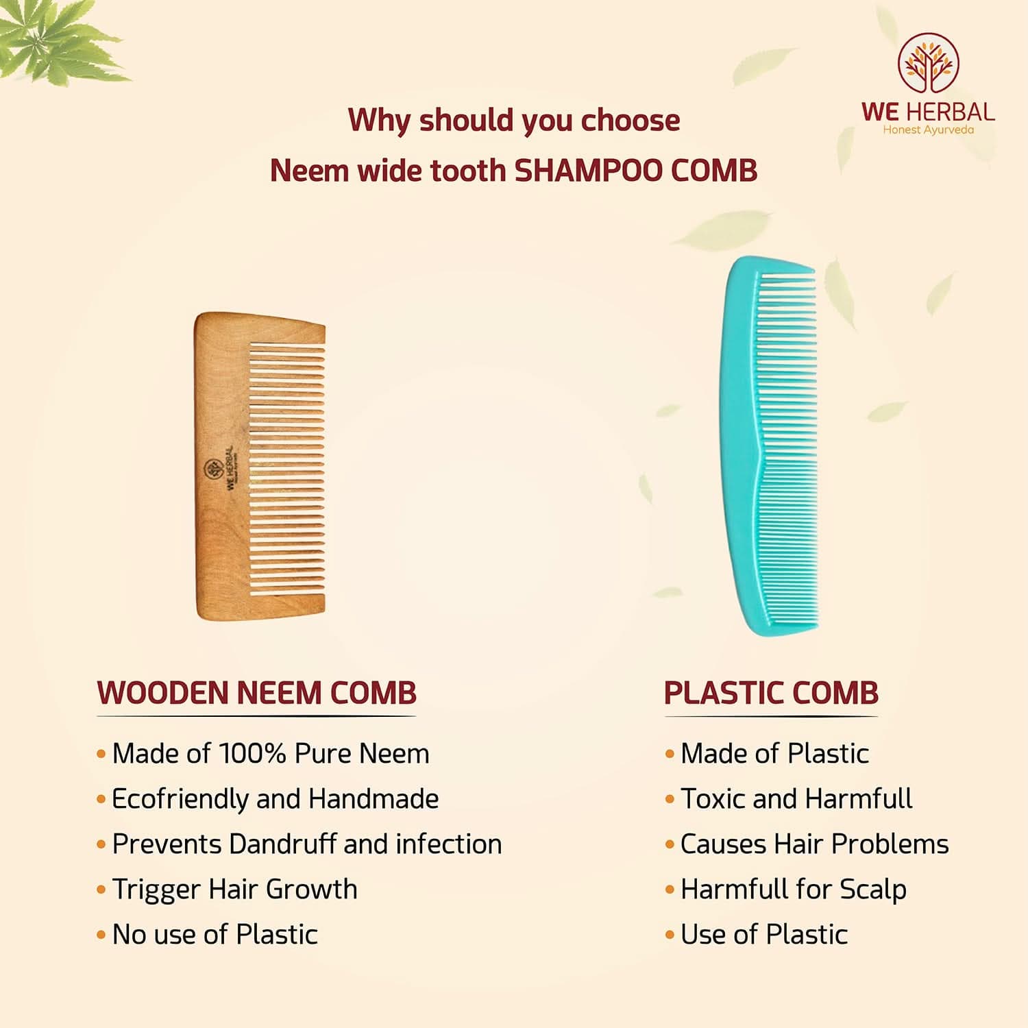Pure Neem Shampoo Comb - We Herbal | Honest Ayurveda