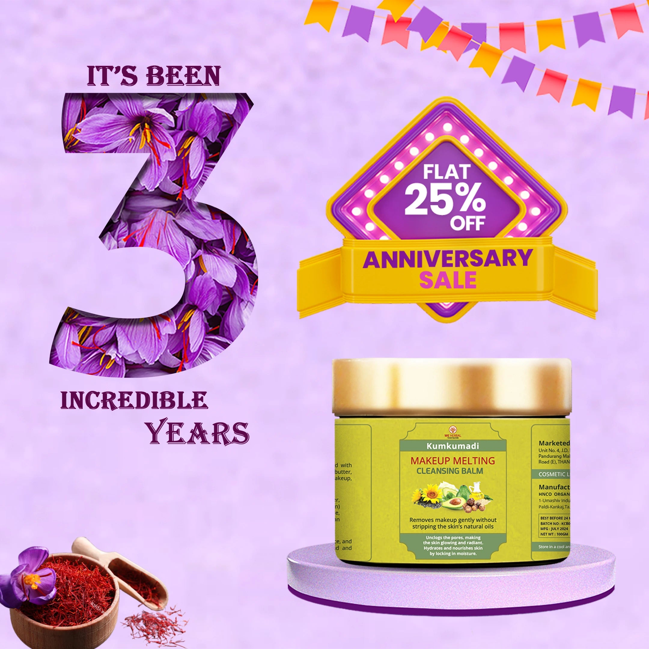 KUMKUMADI MAKEUP MELTING CLEANSING BALM – 100% Natural Ayurvedic Makeup Remover