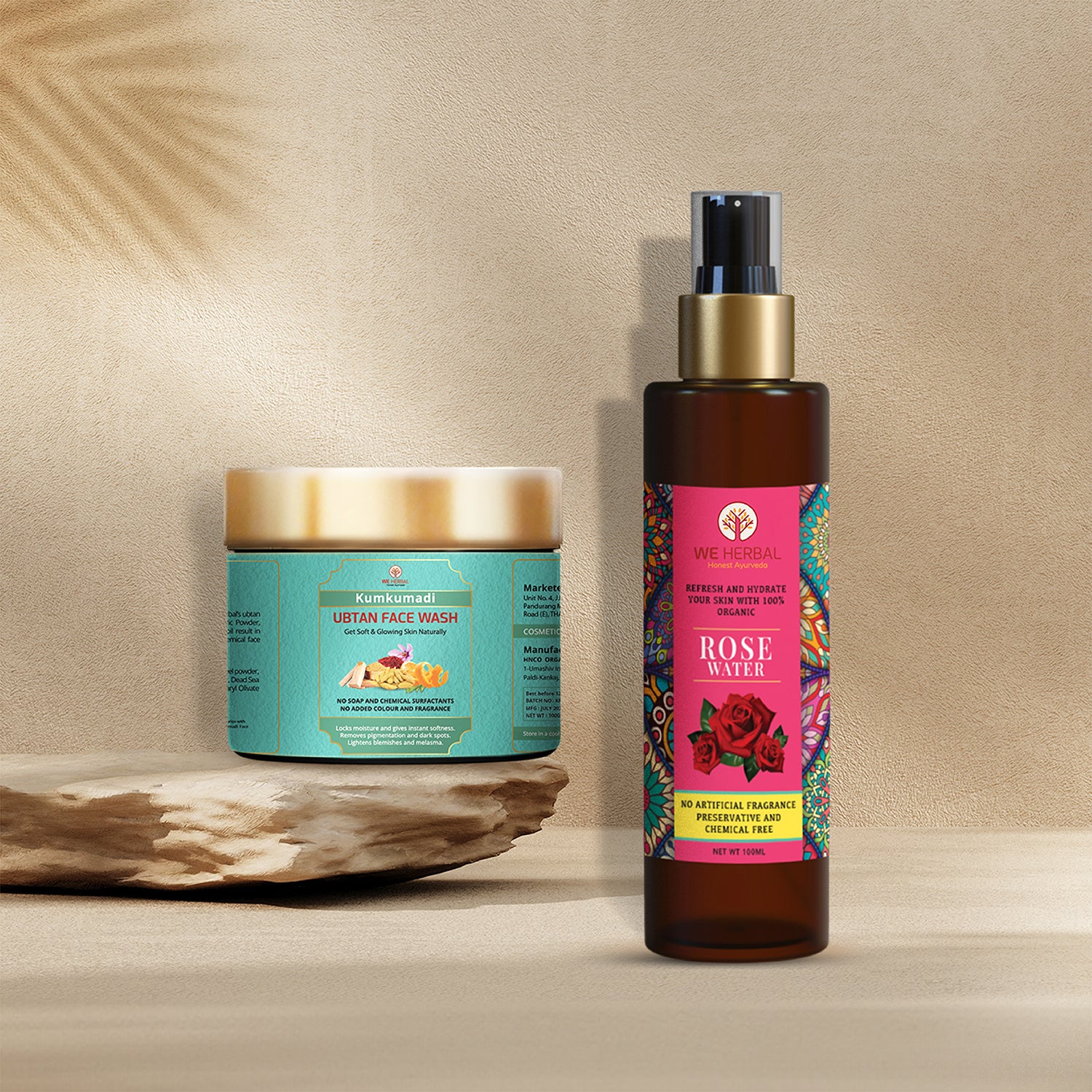 Kumkumadi Ubtan Face Wash & Natural Rose Water Combo