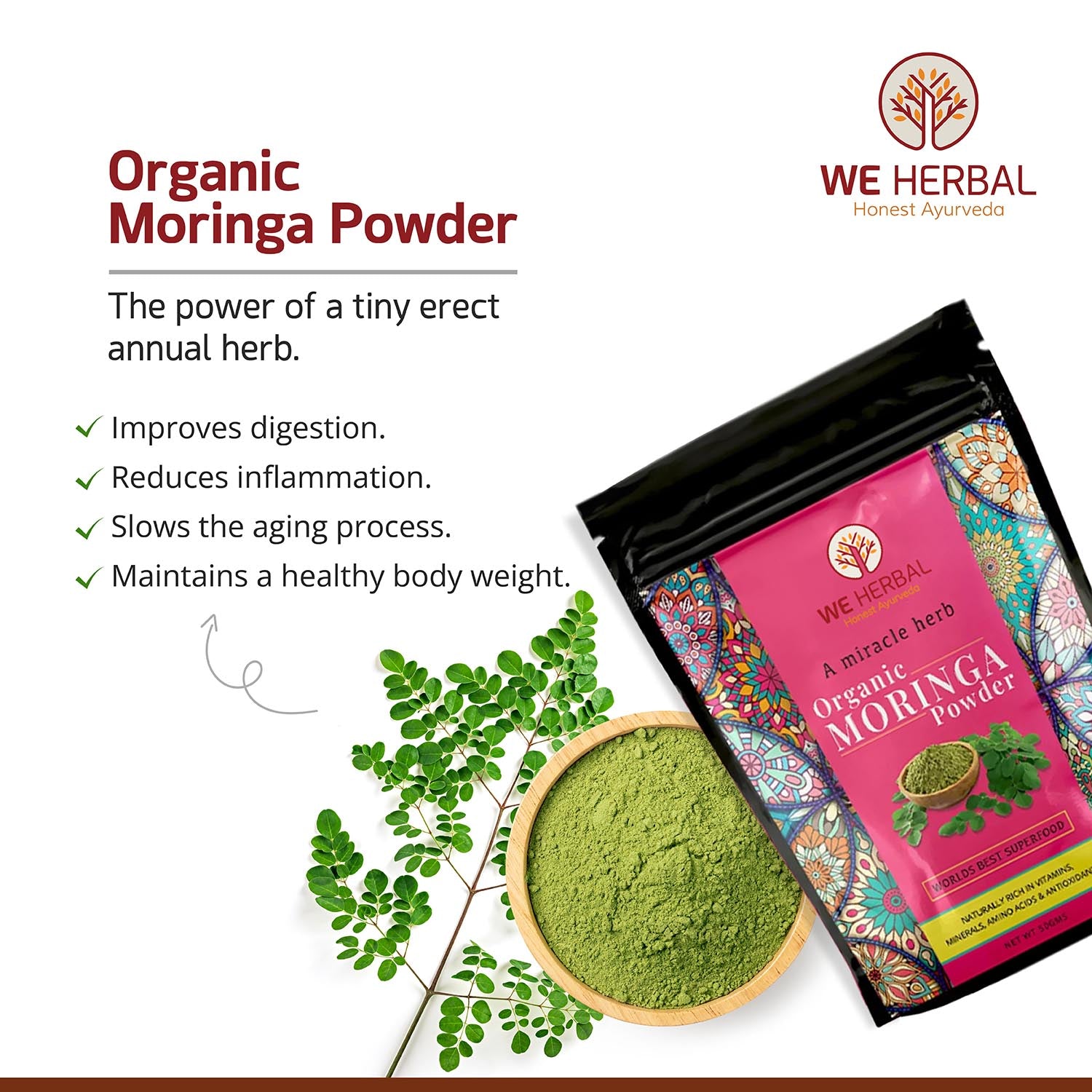 Organic Moringa Powder | Moringa Powder We Herbal | Back to the Nature