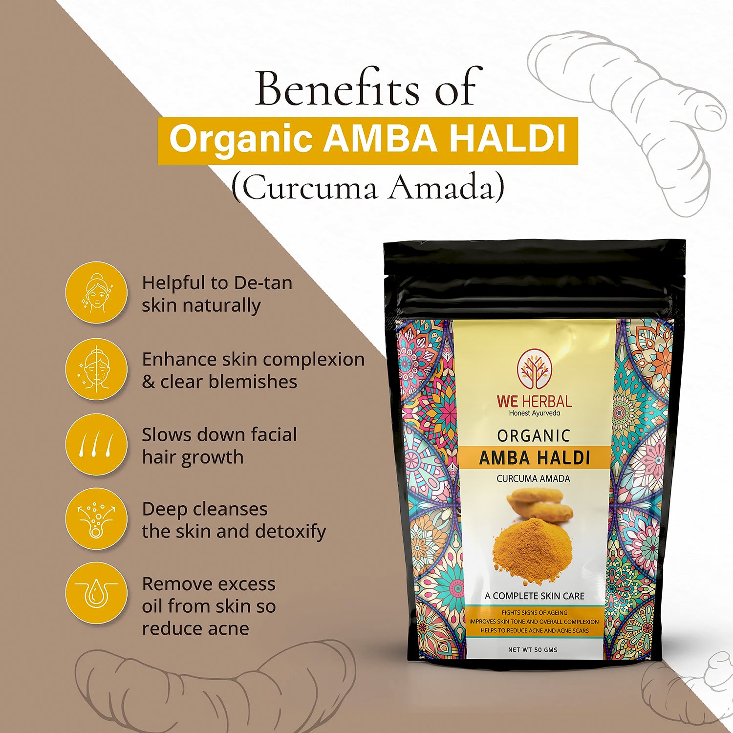 Beauty Herb - Organic Amba Haldi Powder We Herbal | Back to the Nature