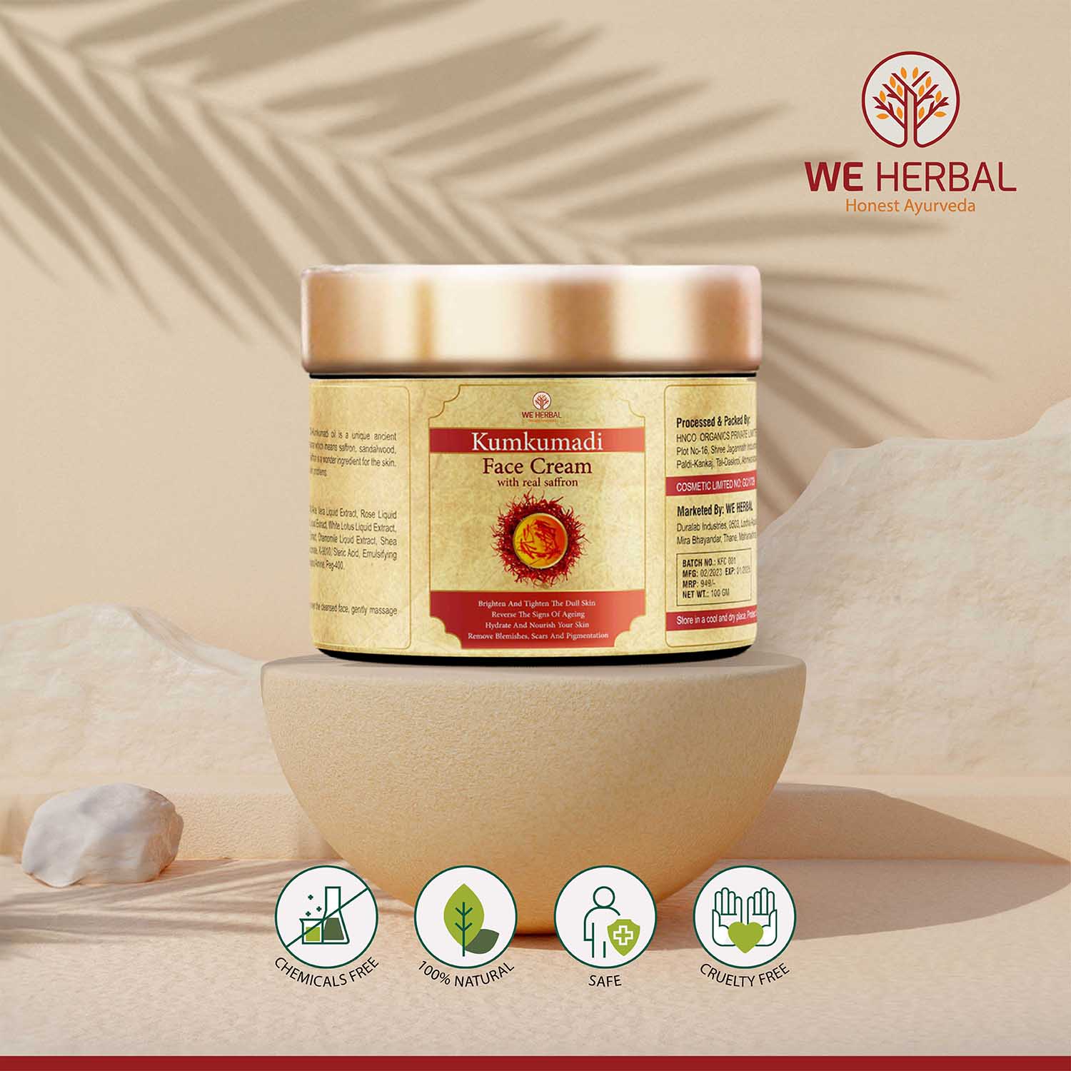 Kumkumadi Face Cream || No artificial chemicals || No added fragrance and colour We Herbal | Back to the Nature