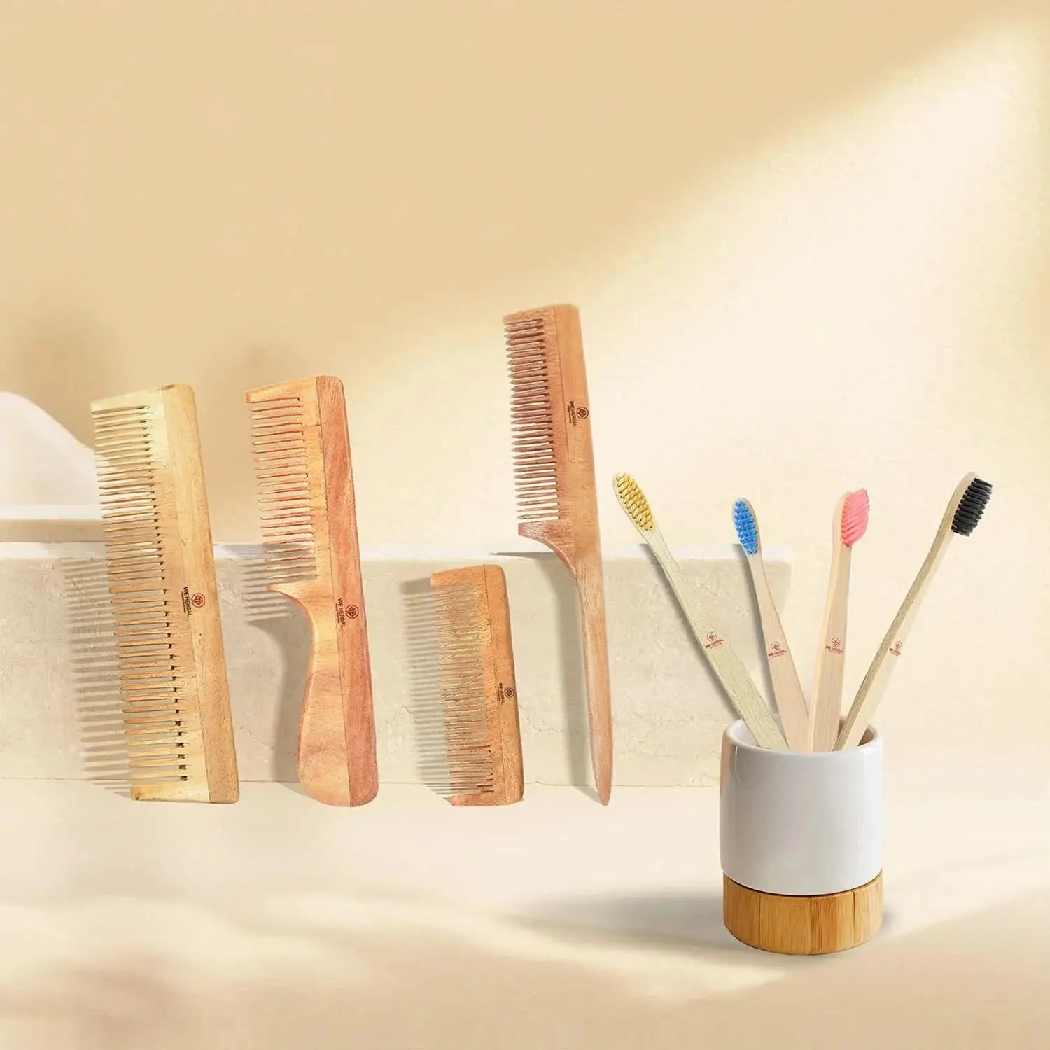 Bamboo Brush Family Pack & Pure Neem Comb Pack Combo
