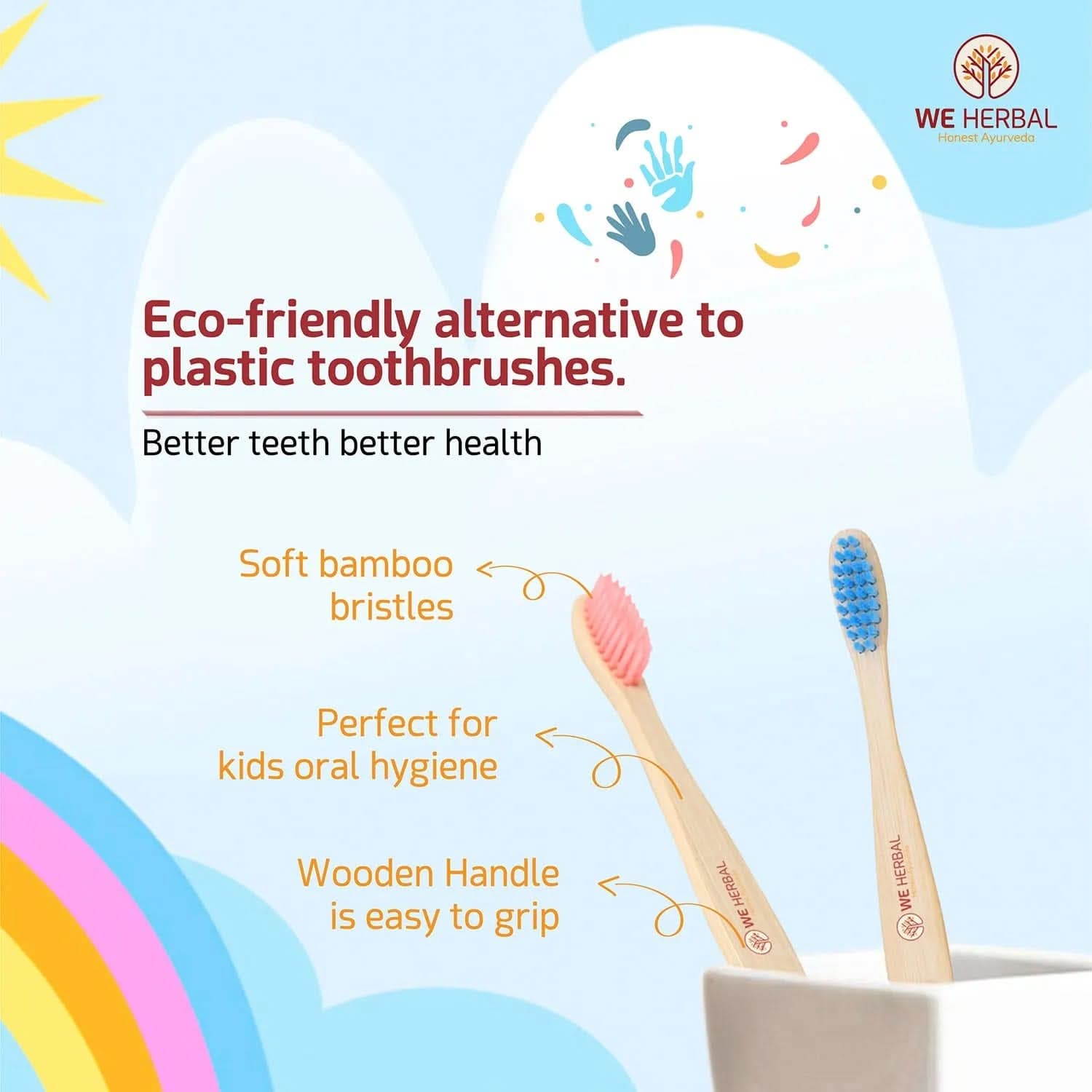 Bamboo Kids Brush - We Herbal | Honest Ayurveda