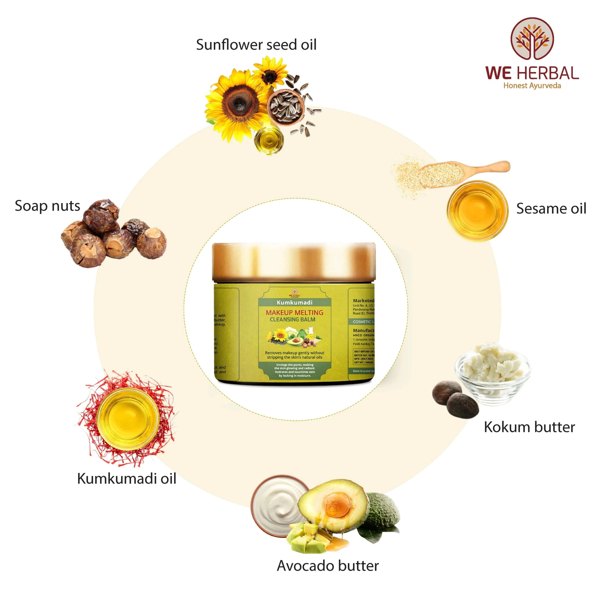 Kumkumadi Makeup Melting Cleansing Balm - We Herbal | Honest Ayurveda