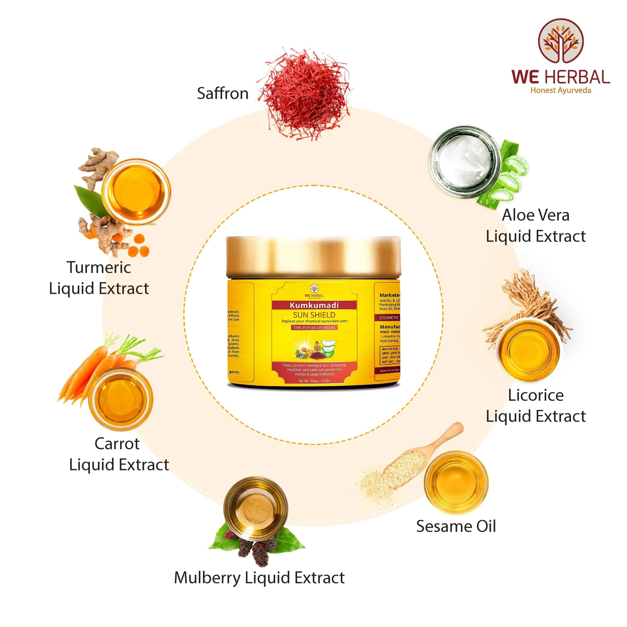 Kumkumadi Sunshield & Kumkumadi Body Lotion Combo - We Herbal | Honest Ayurveda