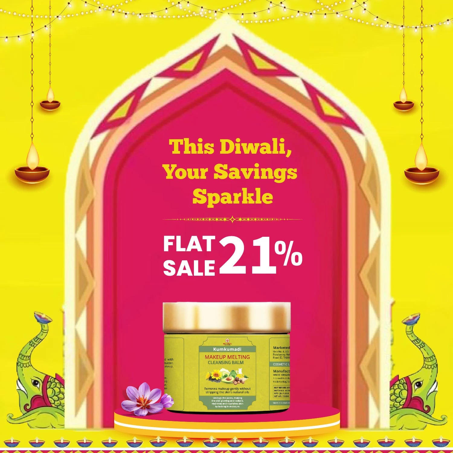 WeHerbal Kumkumadi Makeup Melting Cleansing Balm – Flat 21% OFF Diwali Offer