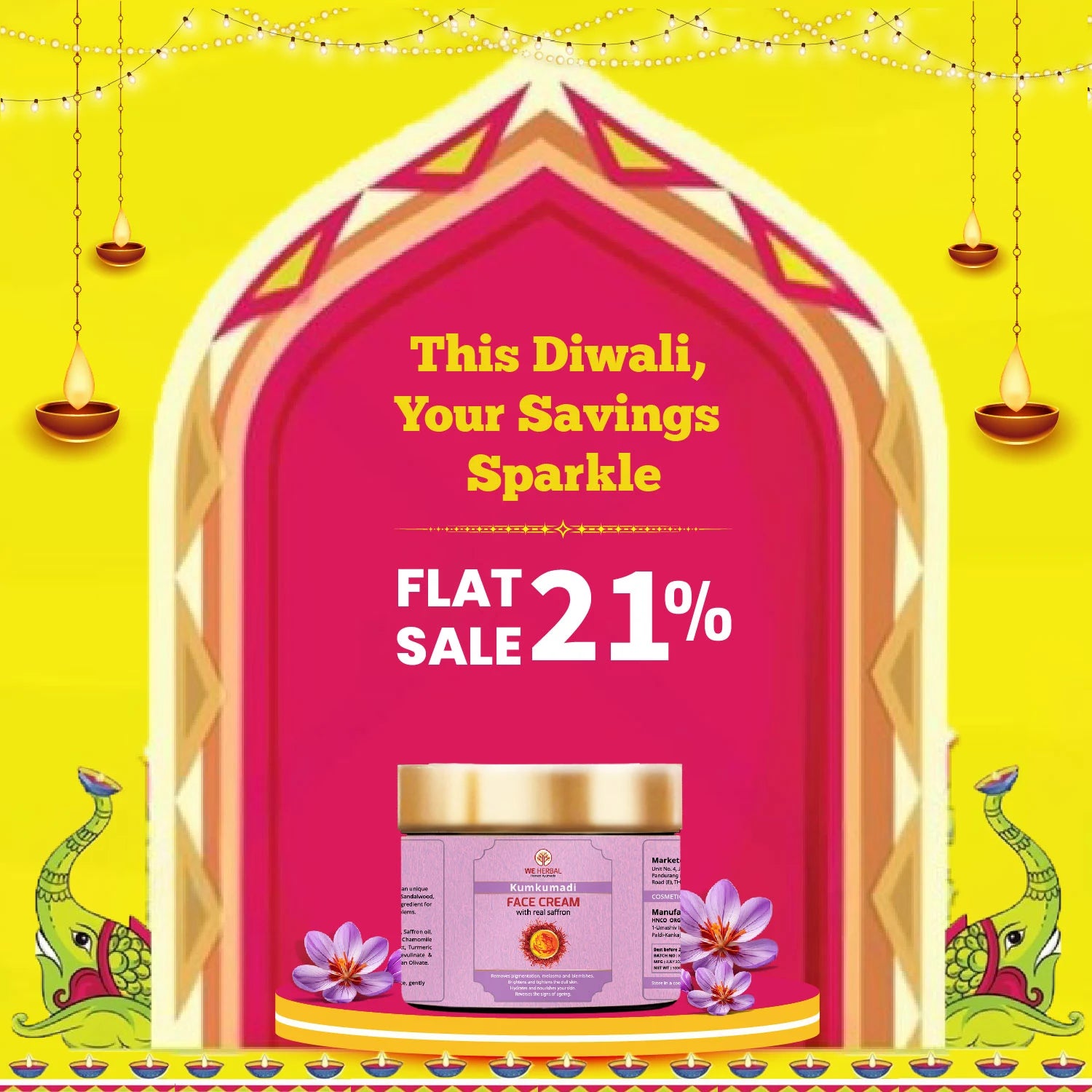 WeHerbal Kumkumadi Face Cream – Flat 21% OFF Diwali Offer