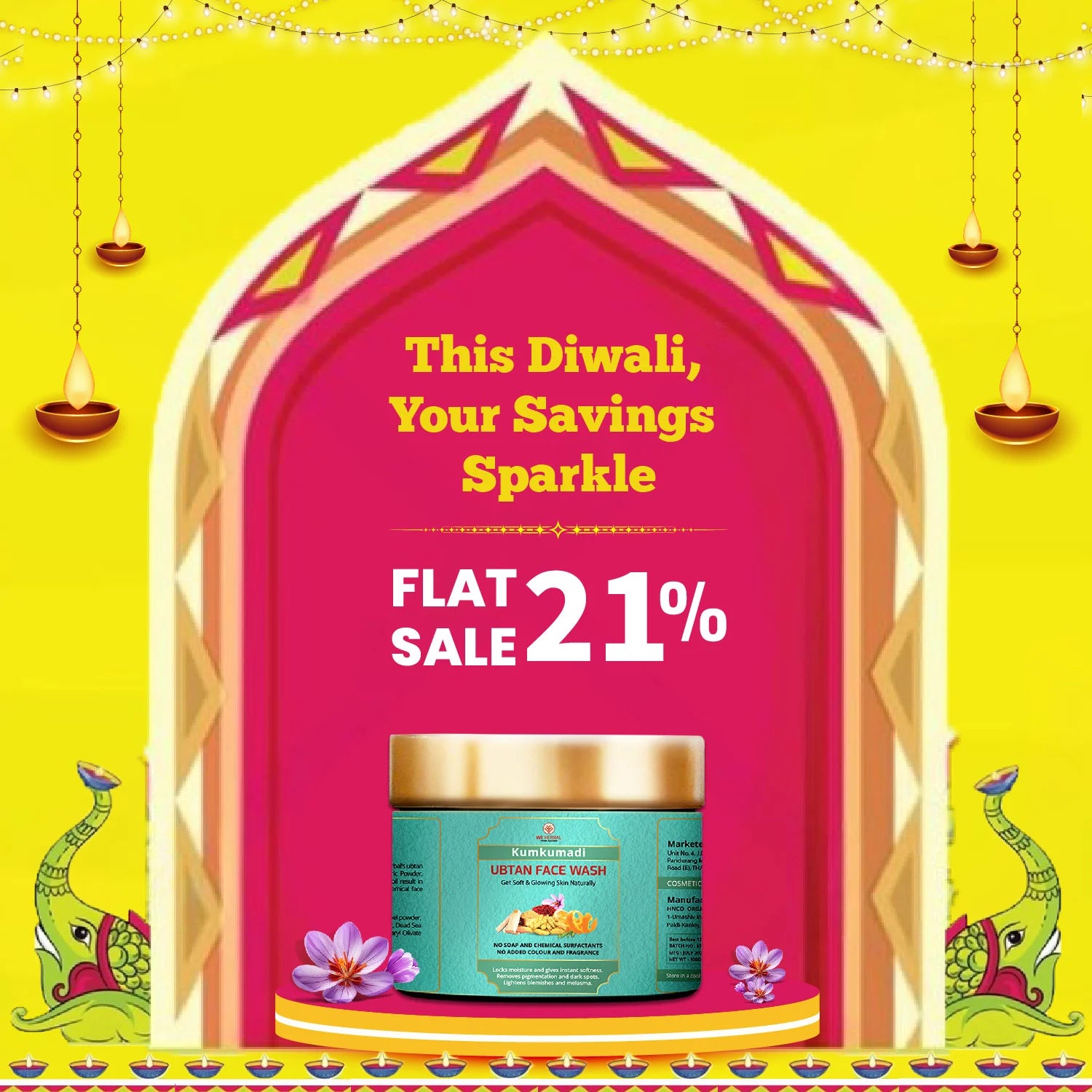 WeHerbal Kumkumadi Ubtan Face Wash – Flat 21% OFF Diwali Offer