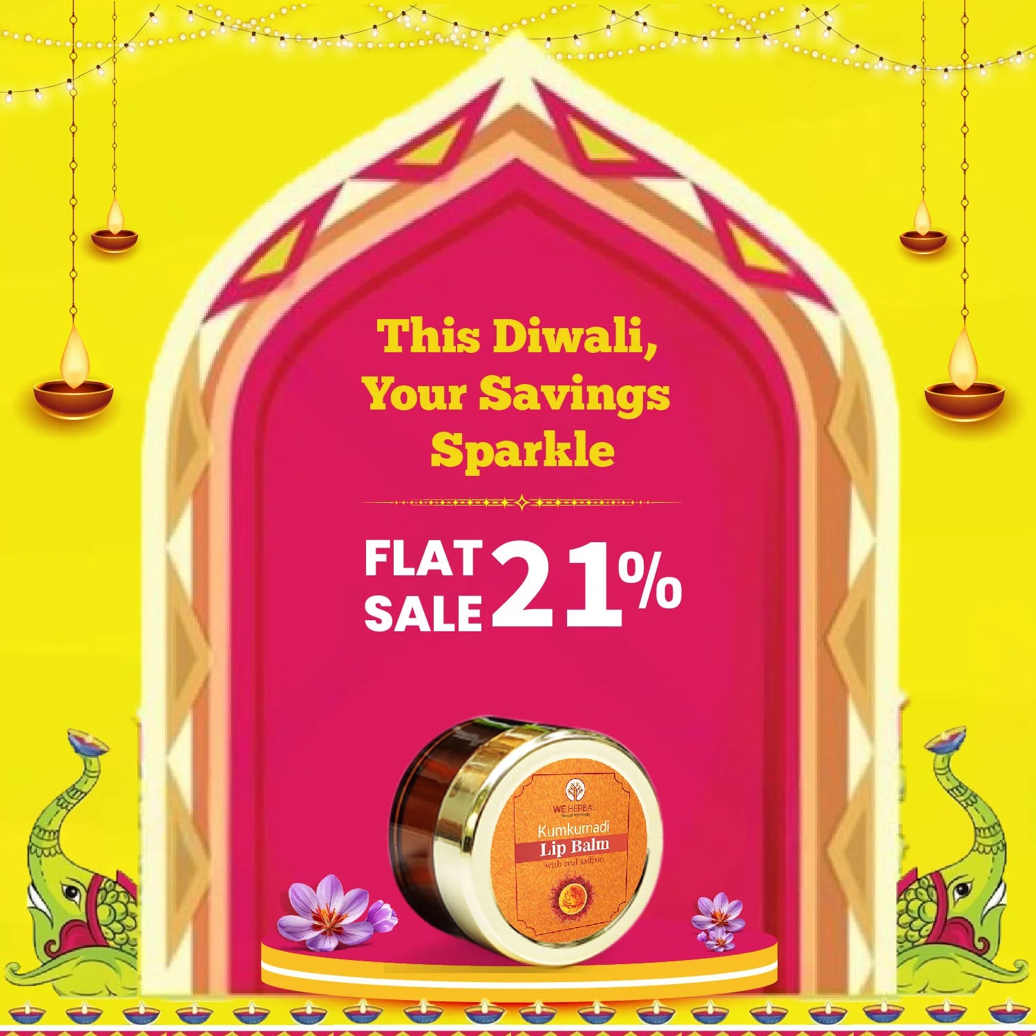 WeHerbal Kumkumadi Lip Balm – Flat 21% OFF Diwali Offer