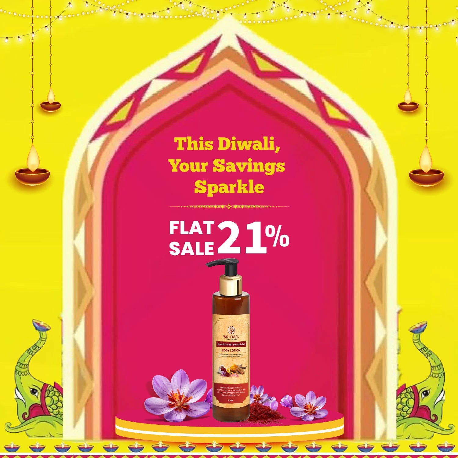 WeHerbal Kumkumadi Sunscreen Body Lotion – Flat 21% OFF Diwali Offer