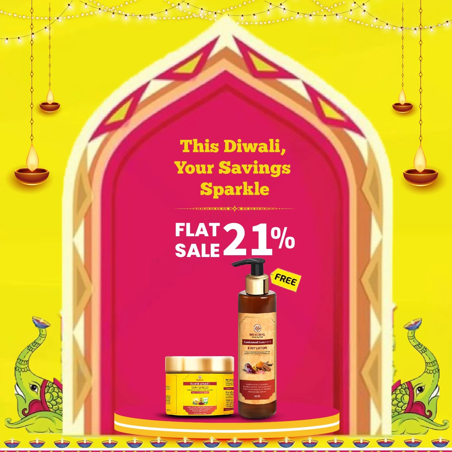 WeHerbal Kumkumadi Sunshield and Body Lotion – Flat 21% OFF Diwali Offer